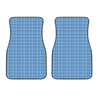 Solf Blue Tattersall Pattern Print Front Car Floor Mats