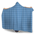 Solf Blue Tattersall Pattern Print Hooded Blanket