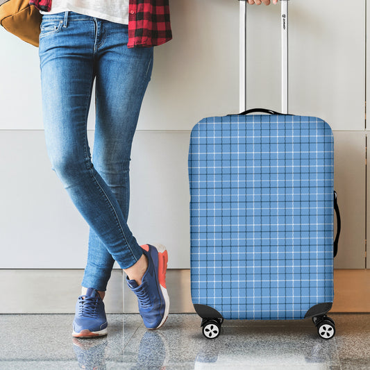 Solf Blue Tattersall Pattern Print Luggage Cover