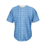 Solf Blue Tattersall Pattern Print Men's Baseball Jersey