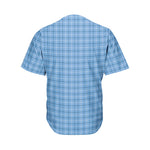 Solf Blue Tattersall Pattern Print Men's Baseball Jersey