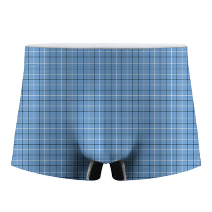 Solf Blue Tattersall Pattern Print Men's Boxer Briefs