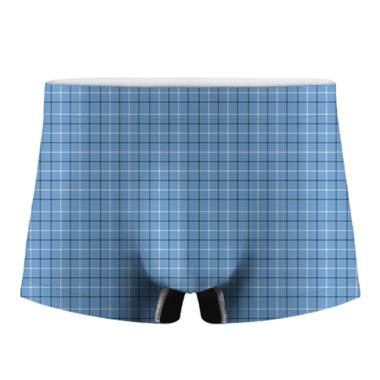 Solf Blue Tattersall Pattern Print Men's Boxer Briefs