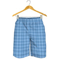 Solf Blue Tattersall Pattern Print Men's Shorts