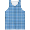 Solf Blue Tattersall Pattern Print Men's Tank Top