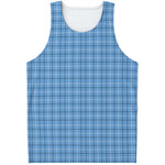 Solf Blue Tattersall Pattern Print Men's Tank Top