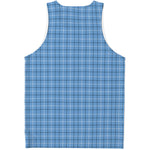 Solf Blue Tattersall Pattern Print Men's Tank Top