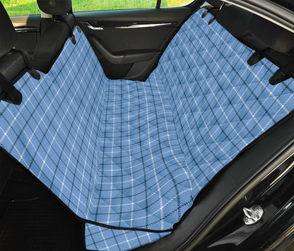 Solf Blue Tattersall Pattern Print Pet Car Back Seat Cover