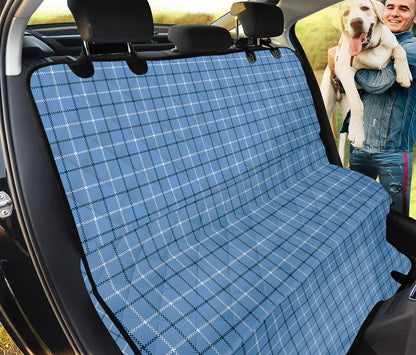 Solf Blue Tattersall Pattern Print Pet Car Back Seat Cover