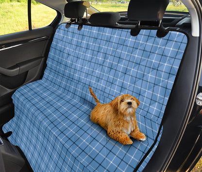 Solf Blue Tattersall Pattern Print Pet Car Back Seat Cover