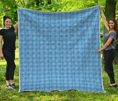 Solf Blue Tattersall Pattern Print Quilt