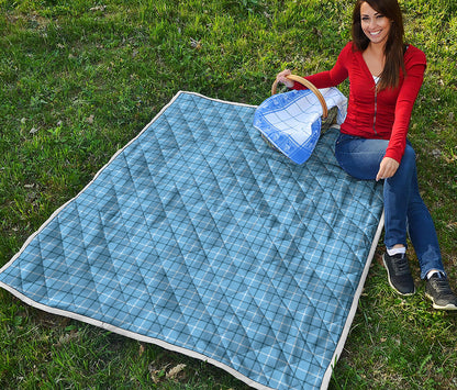 Solf Blue Tattersall Pattern Print Quilt