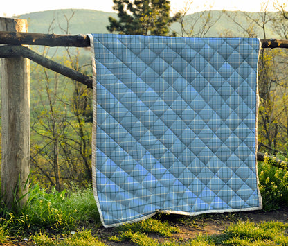 Solf Blue Tattersall Pattern Print Quilt