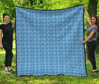 Solf Blue Tattersall Pattern Print Quilt