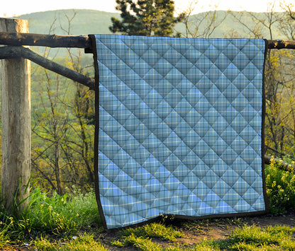 Solf Blue Tattersall Pattern Print Quilt