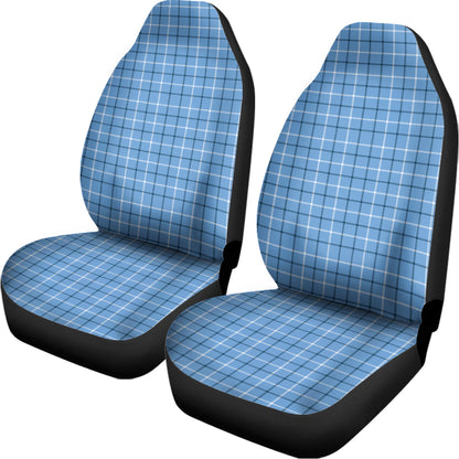 Solf Blue Tattersall Pattern Print Universal Fit Car Seat Covers