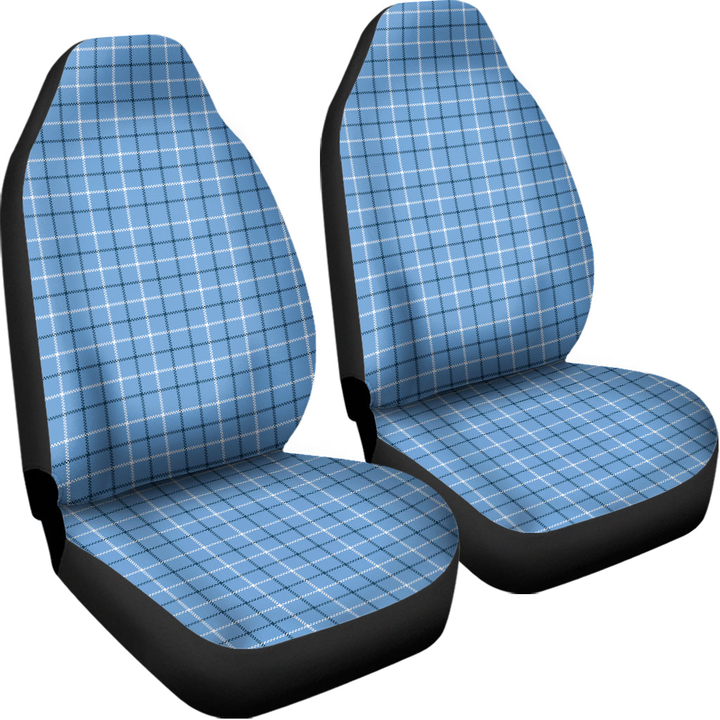 Solf Blue Tattersall Pattern Print Universal Fit Car Seat Covers