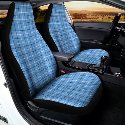 Solf Blue Tattersall Pattern Print Universal Fit Car Seat Covers