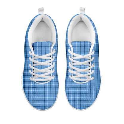 Solf Blue Tattersall Pattern Print White Sneakers