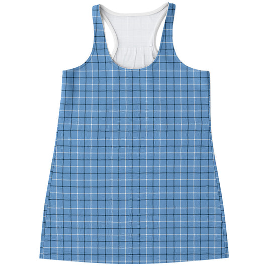 Solf Blue Tattersall Pattern Print Women's Racerback Tank Top