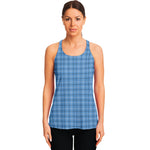 Solf Blue Tattersall Pattern Print Women's Racerback Tank Top