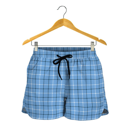 Solf Blue Tattersall Pattern Print Women's Shorts