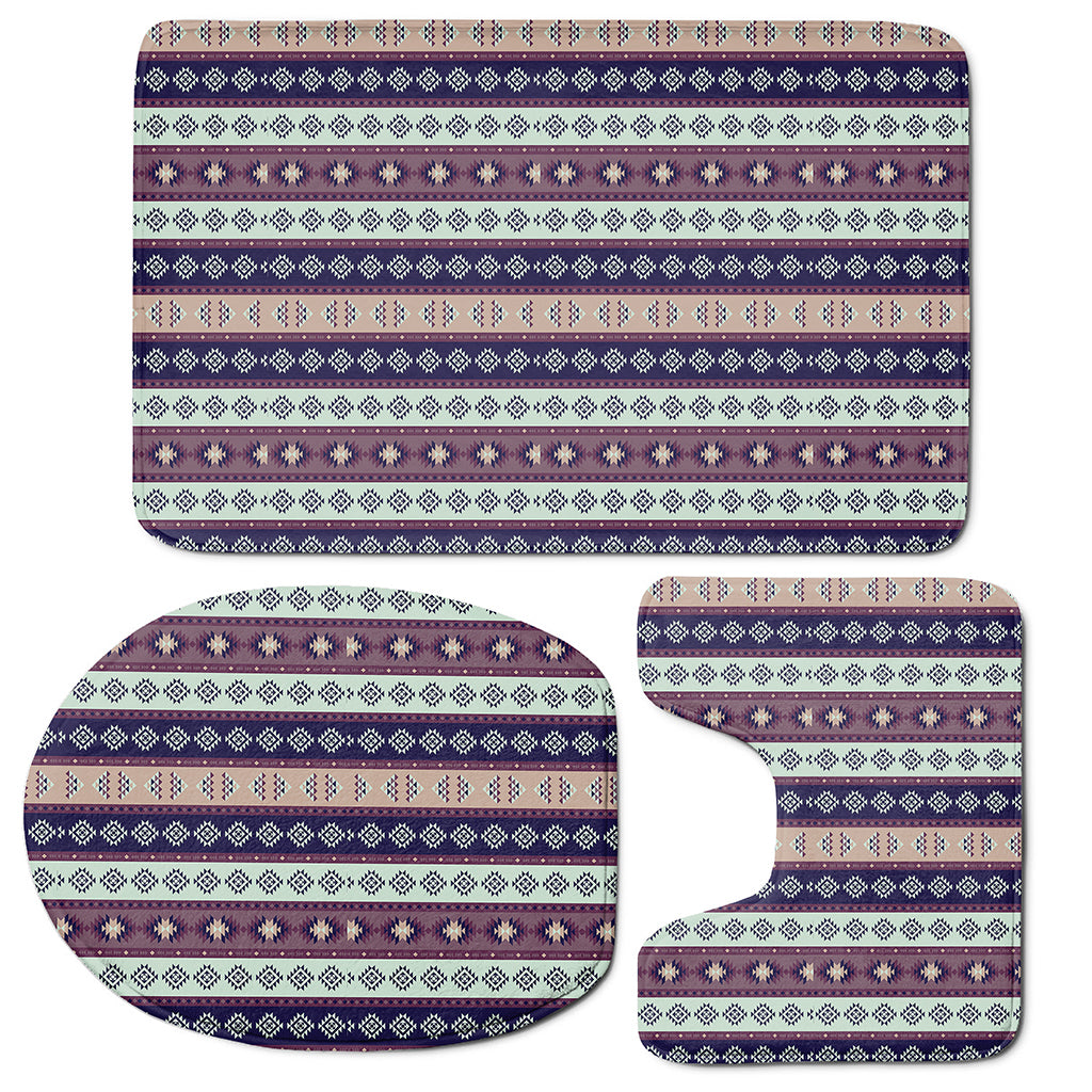 Southwestern Stripe Pattern Print 3 Piece Bath Mat Set