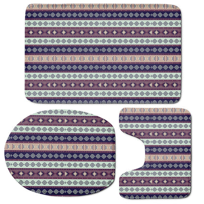 Southwestern Stripe Pattern Print 3 Piece Bath Mat Set