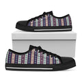 Southwestern Stripe Pattern Print Black Low Top Sneakers