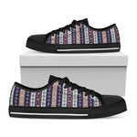 Southwestern Stripe Pattern Print Black Low Top Shoes