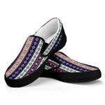 Southwestern Stripe Pattern Print Black Slip On Shoes
