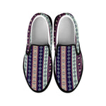 Southwestern Stripe Pattern Print Black Slip On Shoes