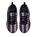 Southwestern Stripe Pattern Print Black Sneakers