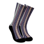 Southwestern Stripe Pattern Print Crew Socks