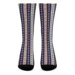Southwestern Stripe Pattern Print Crew Socks
