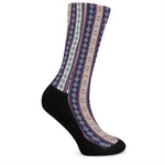 Southwestern Stripe Pattern Print Crew Socks