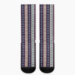 Southwestern Stripe Pattern Print Crew Socks
