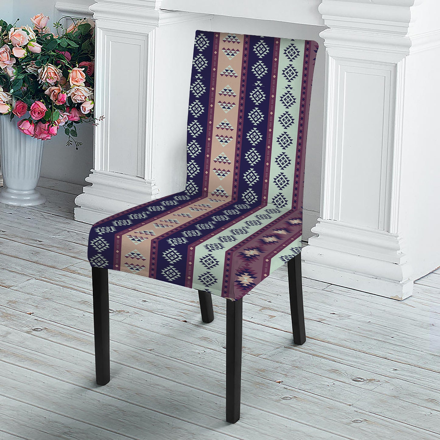 Southwestern Stripe Pattern Print Dining Chair Slipcover
