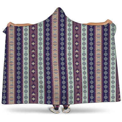 Southwestern Stripe Pattern Print Hooded Blanket