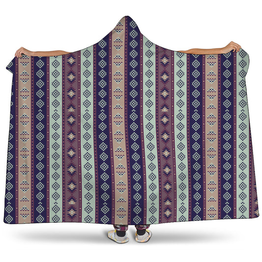 Southwestern Stripe Pattern Print Hooded Blanket