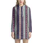Southwestern Stripe Pattern Print Hoodie Dress