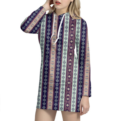 Southwestern Stripe Pattern Print Hoodie Dress