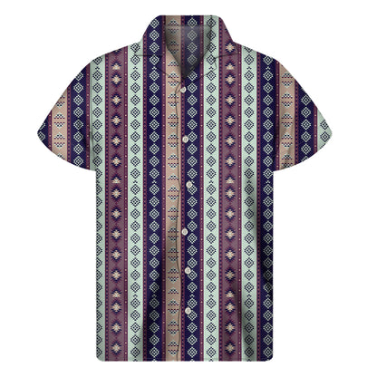 Southwestern Stripe Pattern Print Men's Short Sleeve Shirt