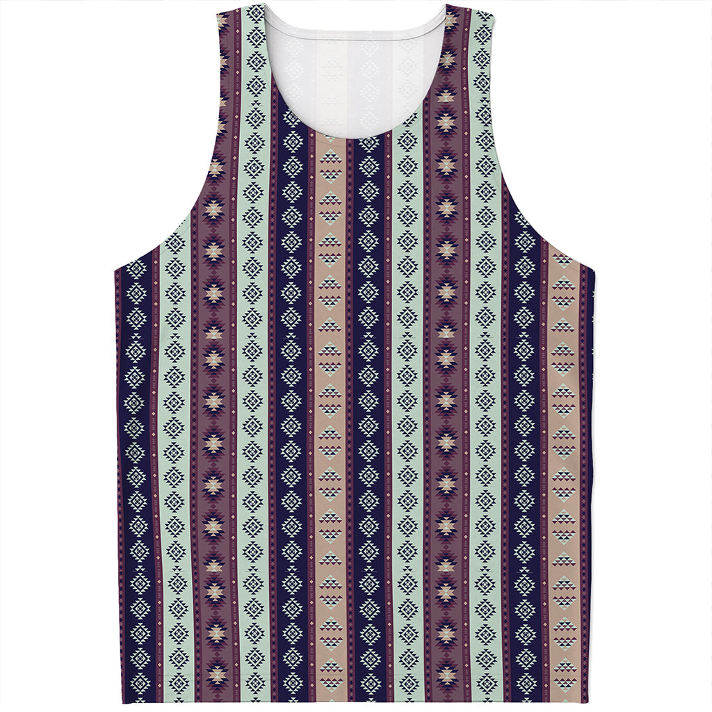 Southwestern Stripe Pattern Print Men's Tank Top