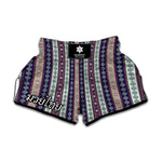 Southwestern Stripe Pattern Print Muay Thai Boxing Shorts