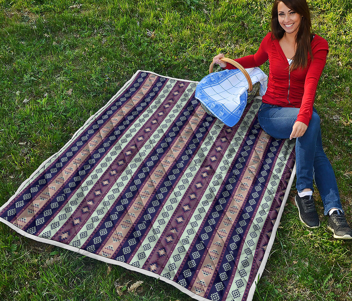 Southwestern Stripe Pattern Print Quilt