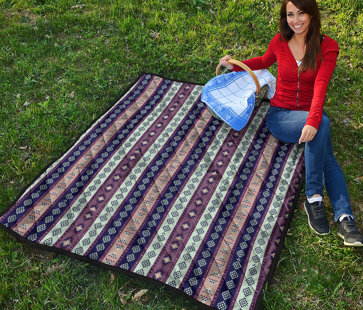 Southwestern Stripe Pattern Print Quilt