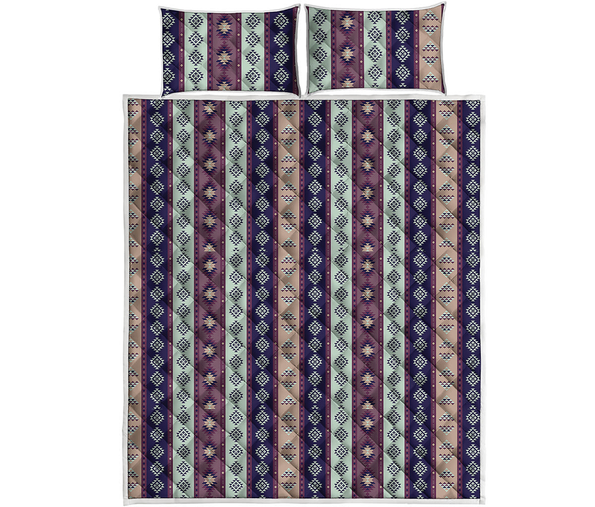 Southwestern Stripe Pattern Print Quilt Bed Set