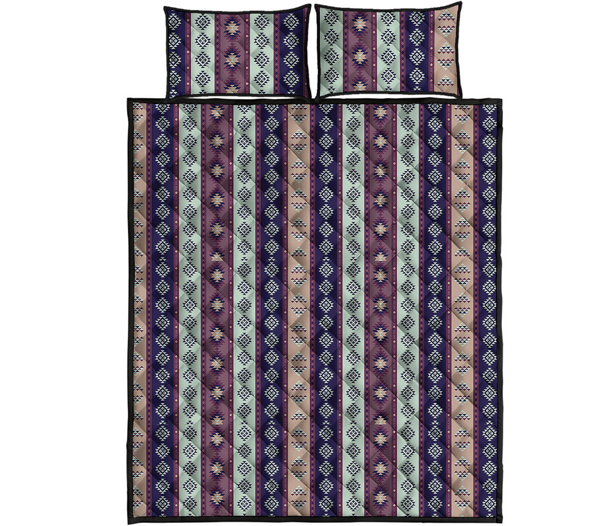 Southwestern Stripe Pattern Print Quilt Bed Set