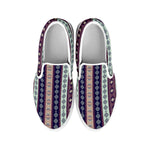 Southwestern Stripe Pattern Print White Slip On Shoes